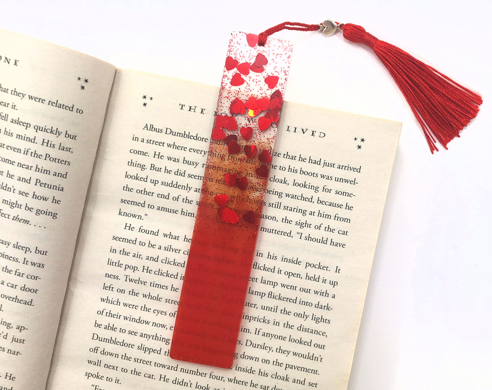 Red - Falling Hearts Bookmark