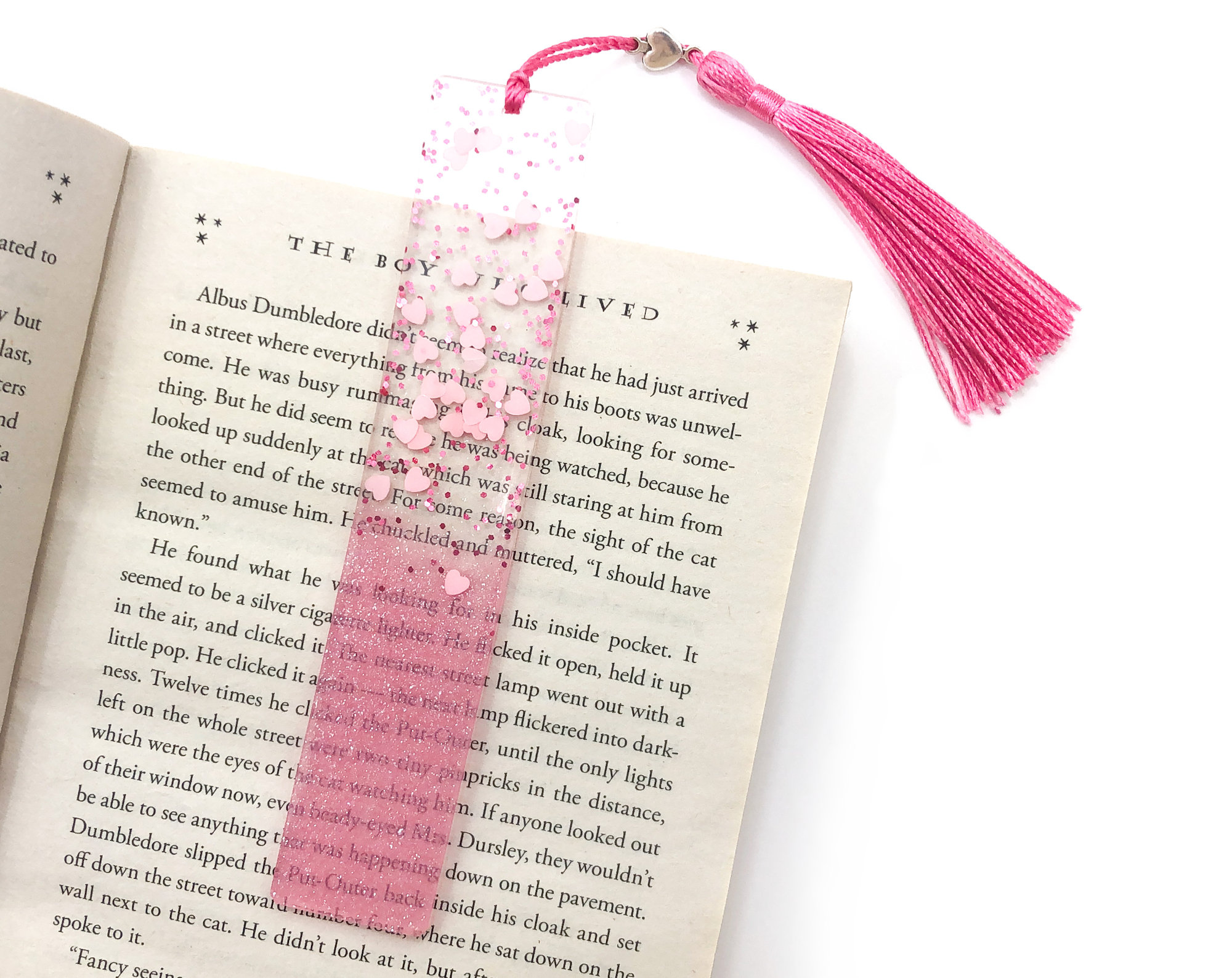 Pink Falling Hearts Bookmark