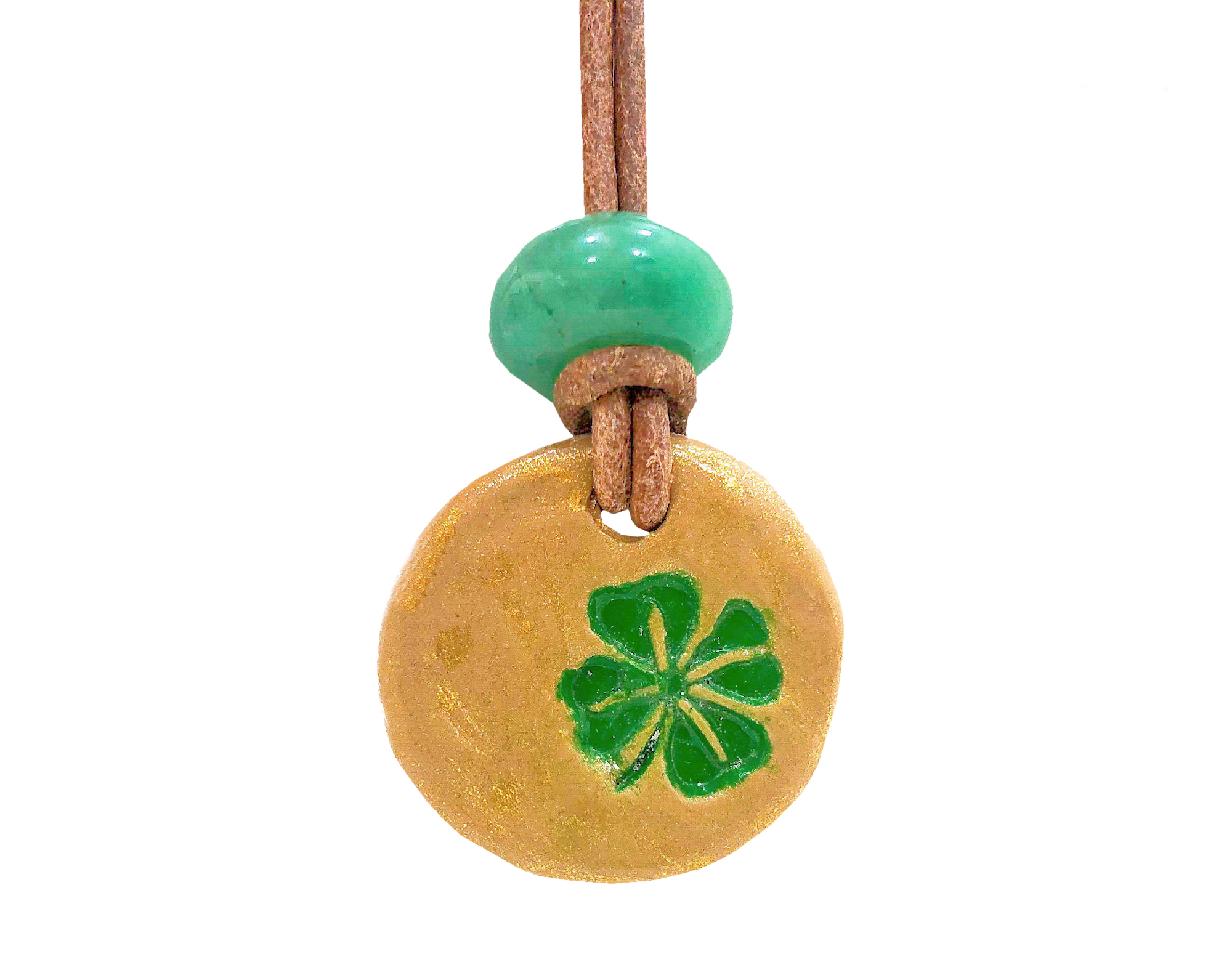 Clay Lucky Clover Aromatherapy Necklace