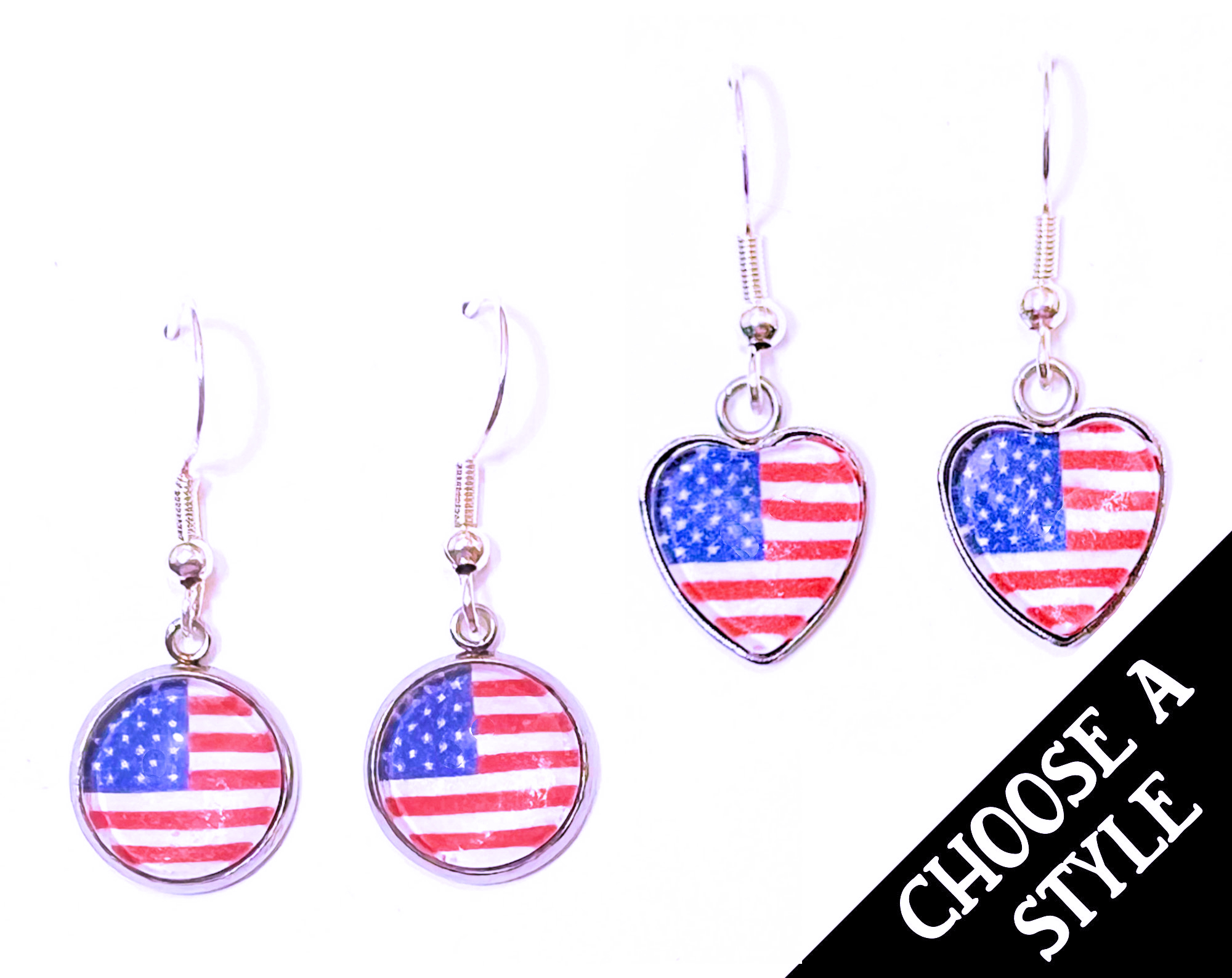 American Flag Dangle Earrings